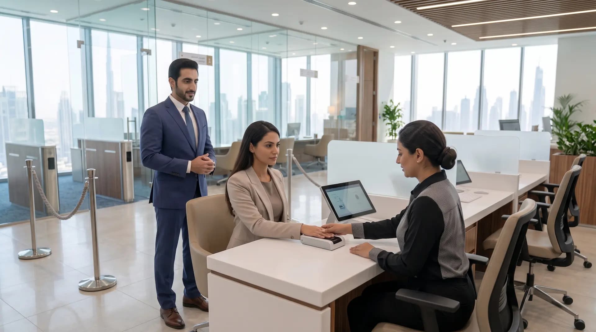 Applicant completing biometrics for UAE Golden Visa and Emirates ID