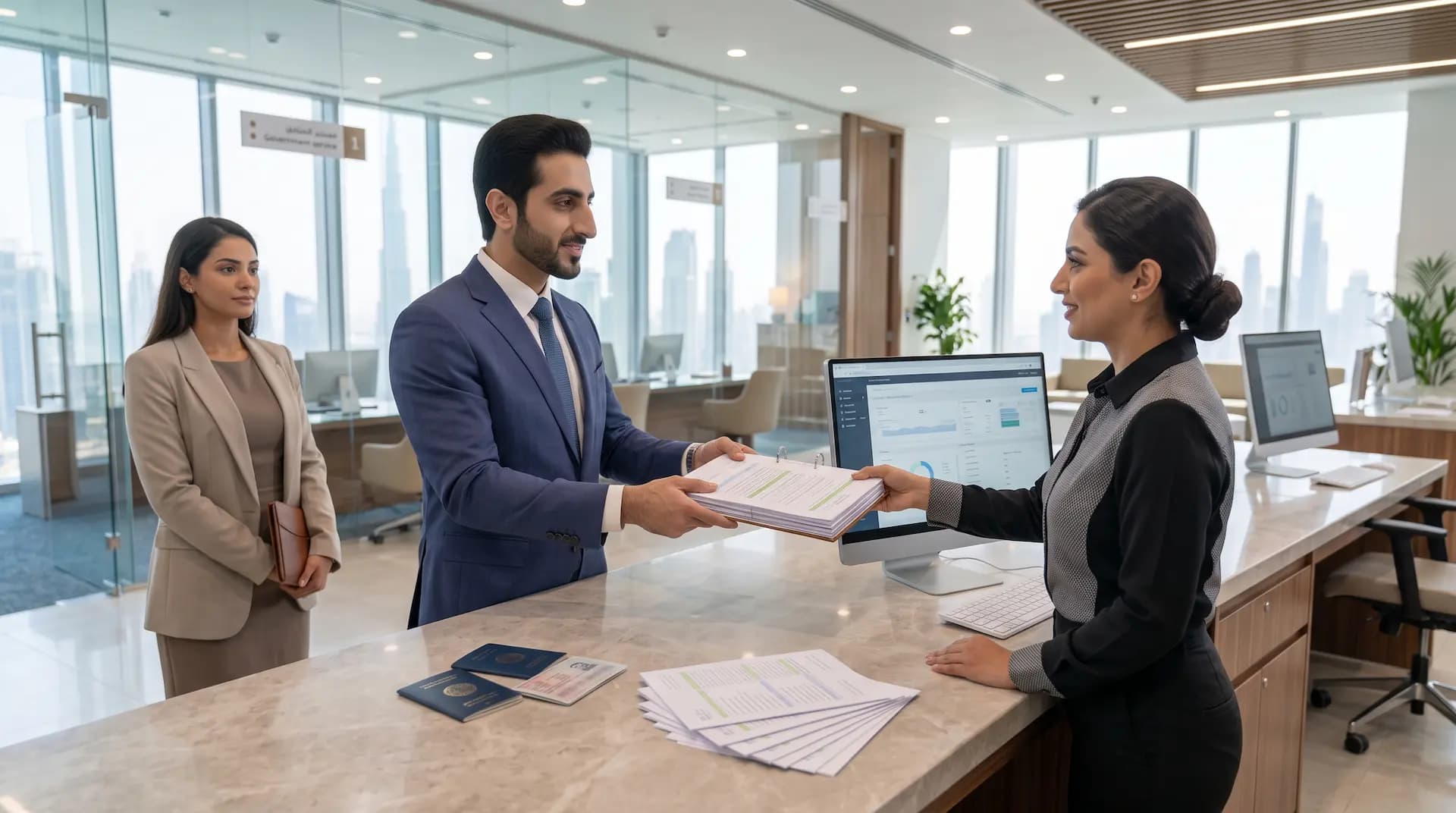 Credit Link PRO submitting Golden Visa documents at a government service centre