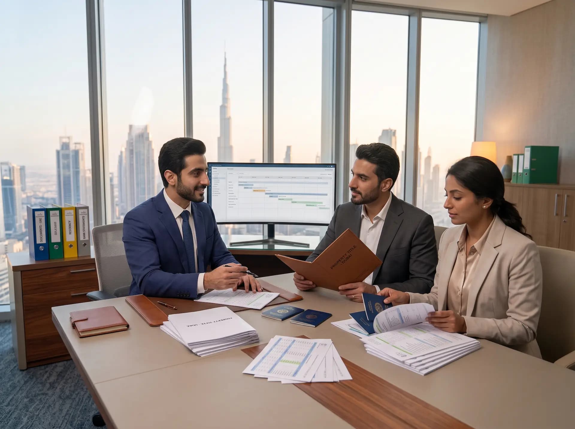Investors reviewing a Dubai property title for Golden Visa eligibility